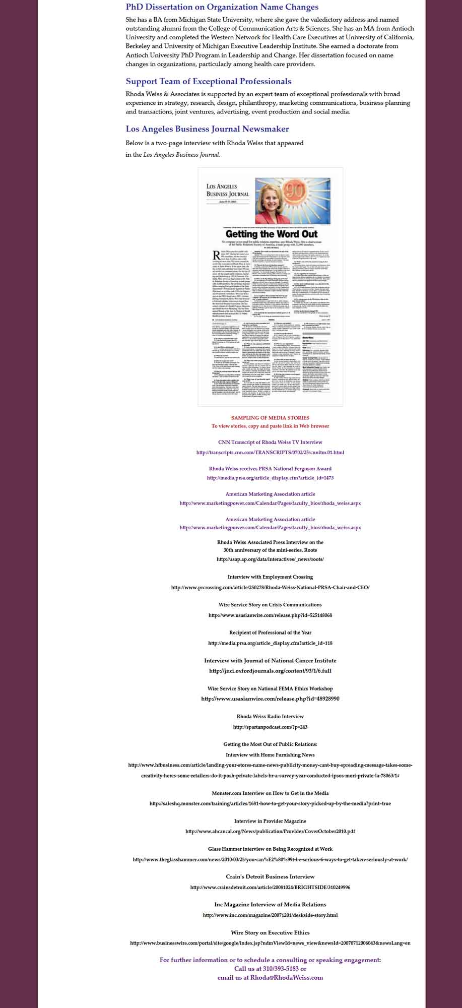 Rhoda Weiss Consulting Group Rhoda Weiss Consulting Group