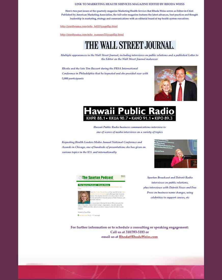 Rhoda Weiss Consulting Group Rhoda Weiss Consulting Group