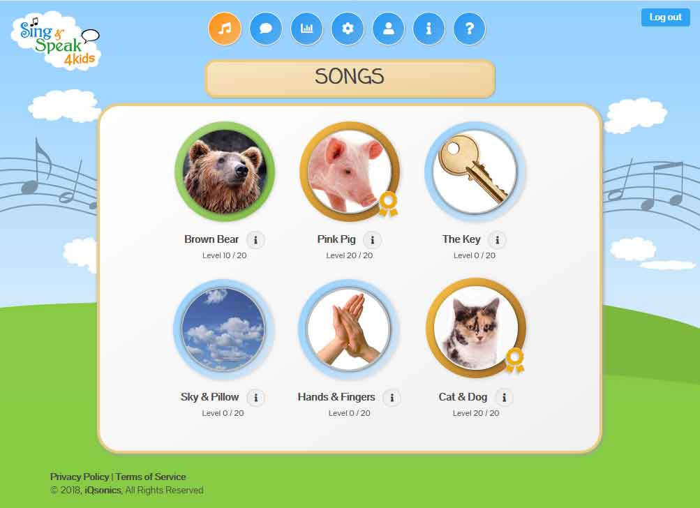 Sing and Speak 4 Kids Game - UI Designs Sing and Speak 4 Kids Game - UI Designs